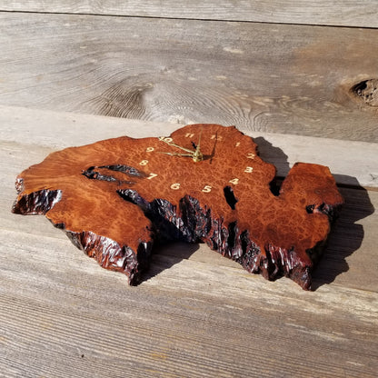 Redwood Clock Handmade Wall Hanging Rustic Wedding Gift Burl Live Edge #324 Mini Wall Clock Christmas Gift Idea