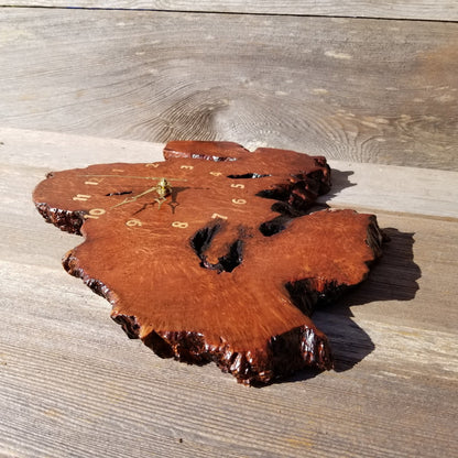 Redwood Clock Handmade Wall Hanging Rustic Wedding Gift Burl Live Edge #324 Mini Wall Clock Christmas Gift Idea