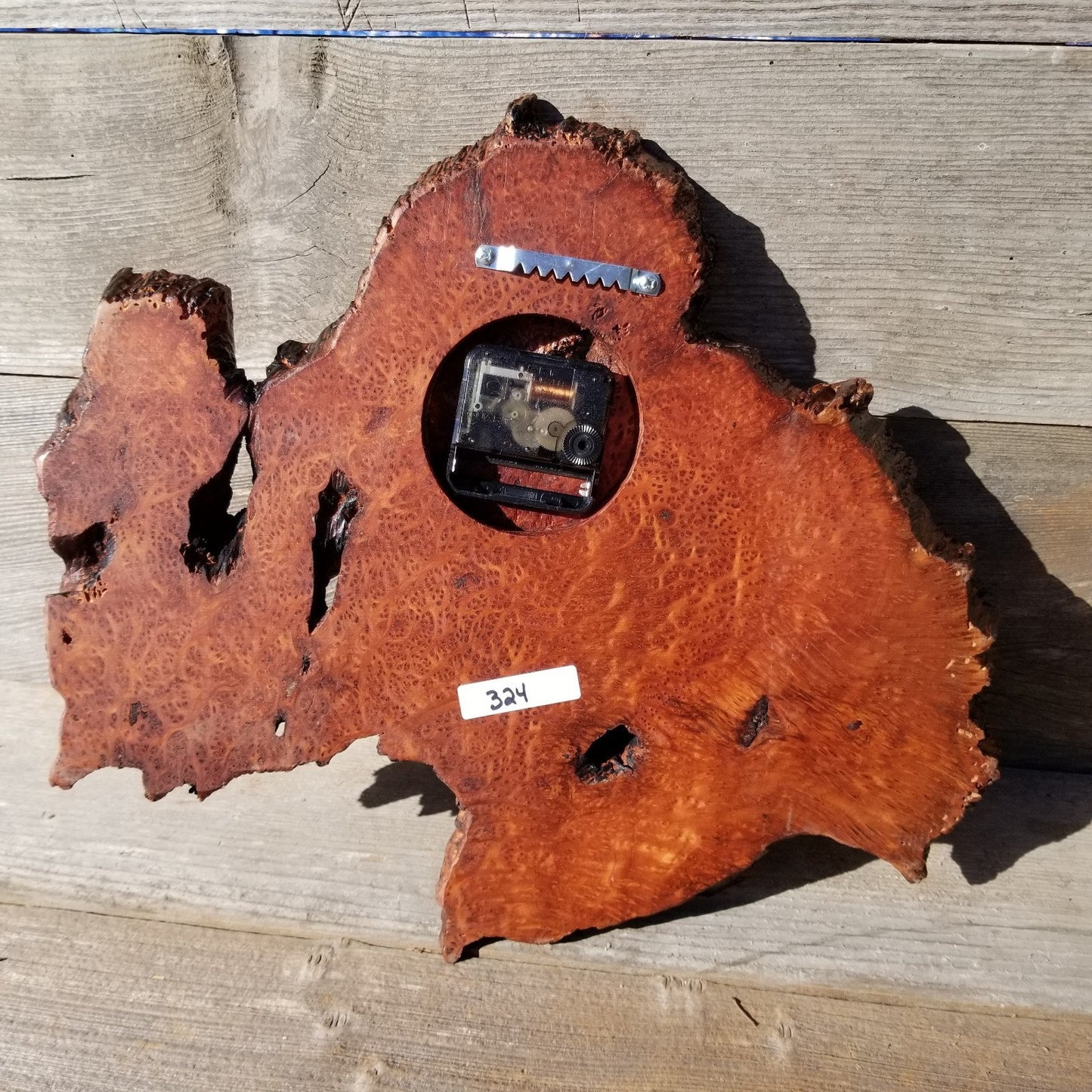 Redwood Clock Handmade Wall Hanging Rustic Wedding Gift Burl Live Edge #324 Mini Wall Clock Christmas Gift Idea