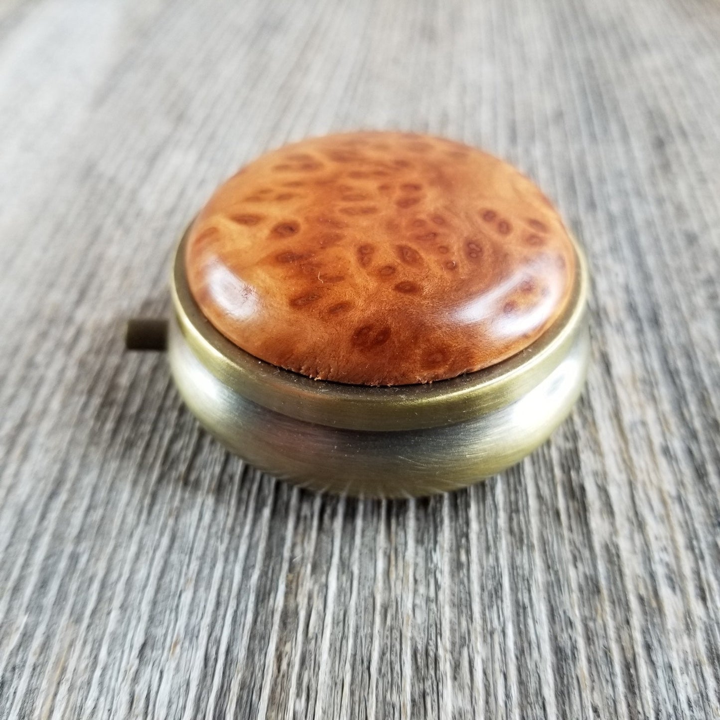 Handmade Pill Box 3 Sections California Redwood Burl Top Souvenir #286