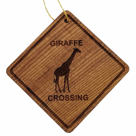 Giraffe Crossing Ornament - Giraffe Ornament - Wood Ornament Handmade in USA