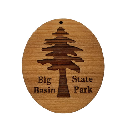 Big Basin State Park Christmas Ornament Redwood Tree Oval Laser Cut Handmade Wood Ornament Engraved Tree