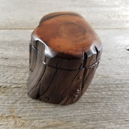 Wood Ring Box Redwood Rustic Handmade Token Ashes #289