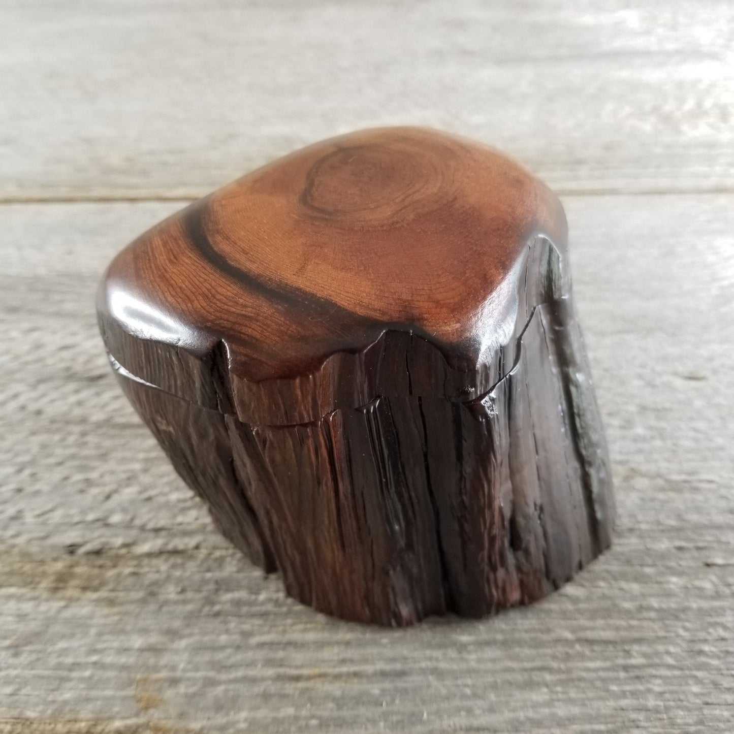 Wood Ring Box Redwood Rustic Handmade Token Ashes #289