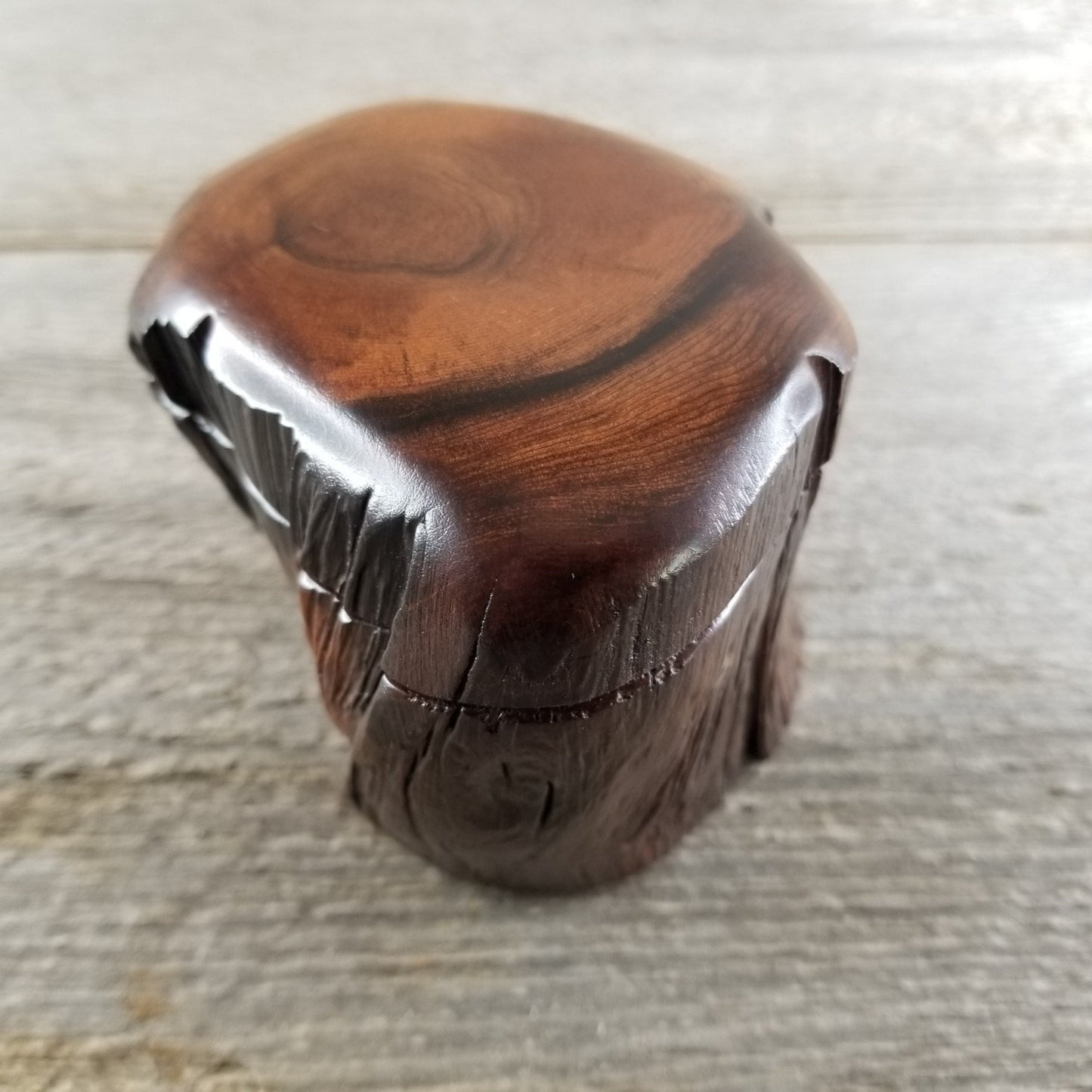 Wood Ring Box Redwood Rustic Handmade Token Ashes #289