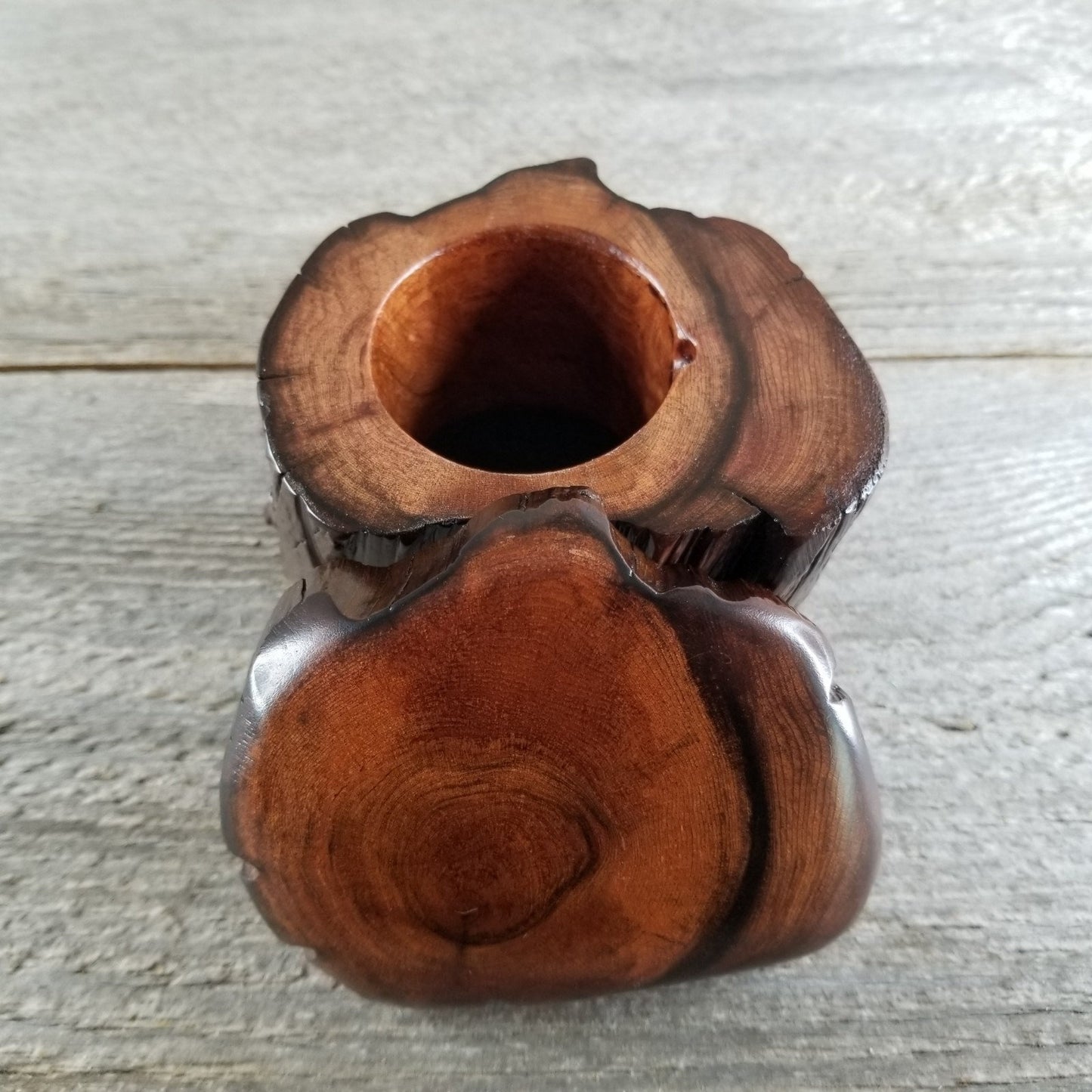 Wood Ring Box Redwood Rustic Handmade Token Ashes #289