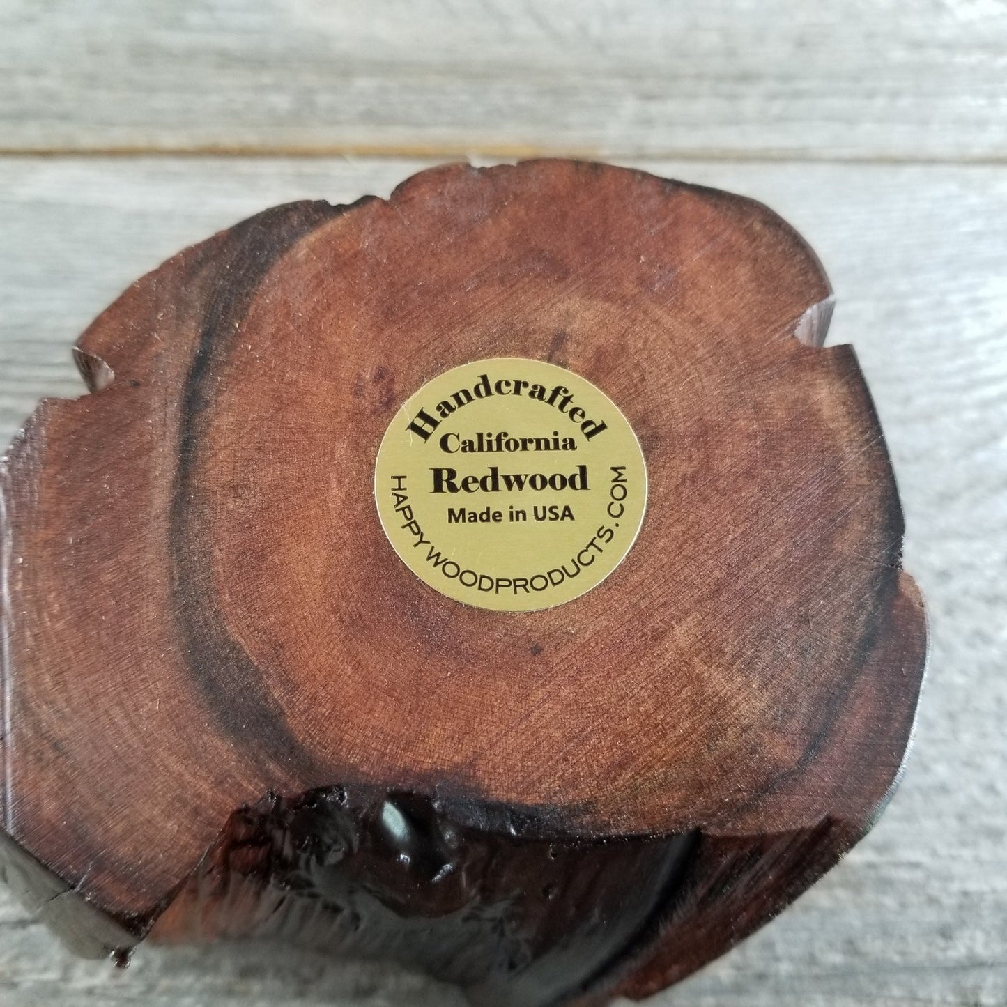 Wood Ring Box Redwood Rustic Handmade Token Ashes #289