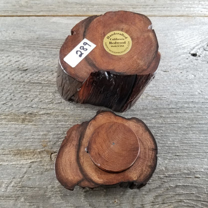 Wood Ring Box Redwood Rustic Handmade Token Ashes #289