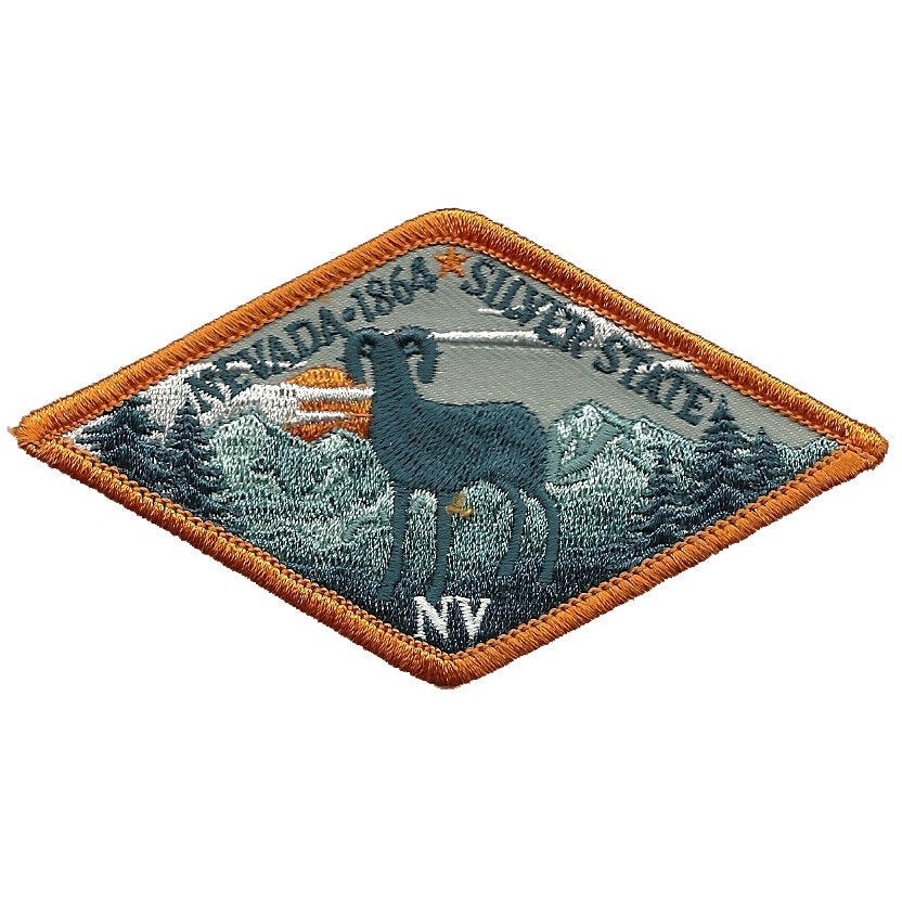 Nevada Patch – The Silver State – Travel Patch Iron On – NV Souvenir Patch – Embellishment Applique – Diamond 4″