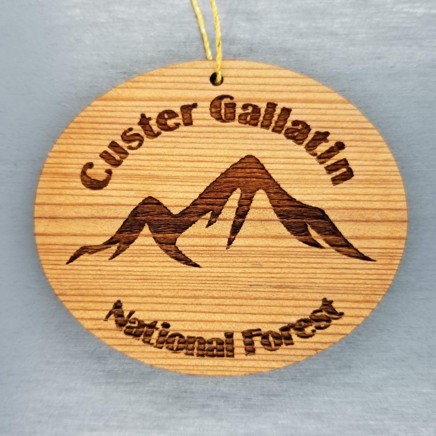 Custer Gallatin National Forest Ornament Handmade Wood Ornament MT Souvenir MT Mountains Resort Ski Skiing Skier