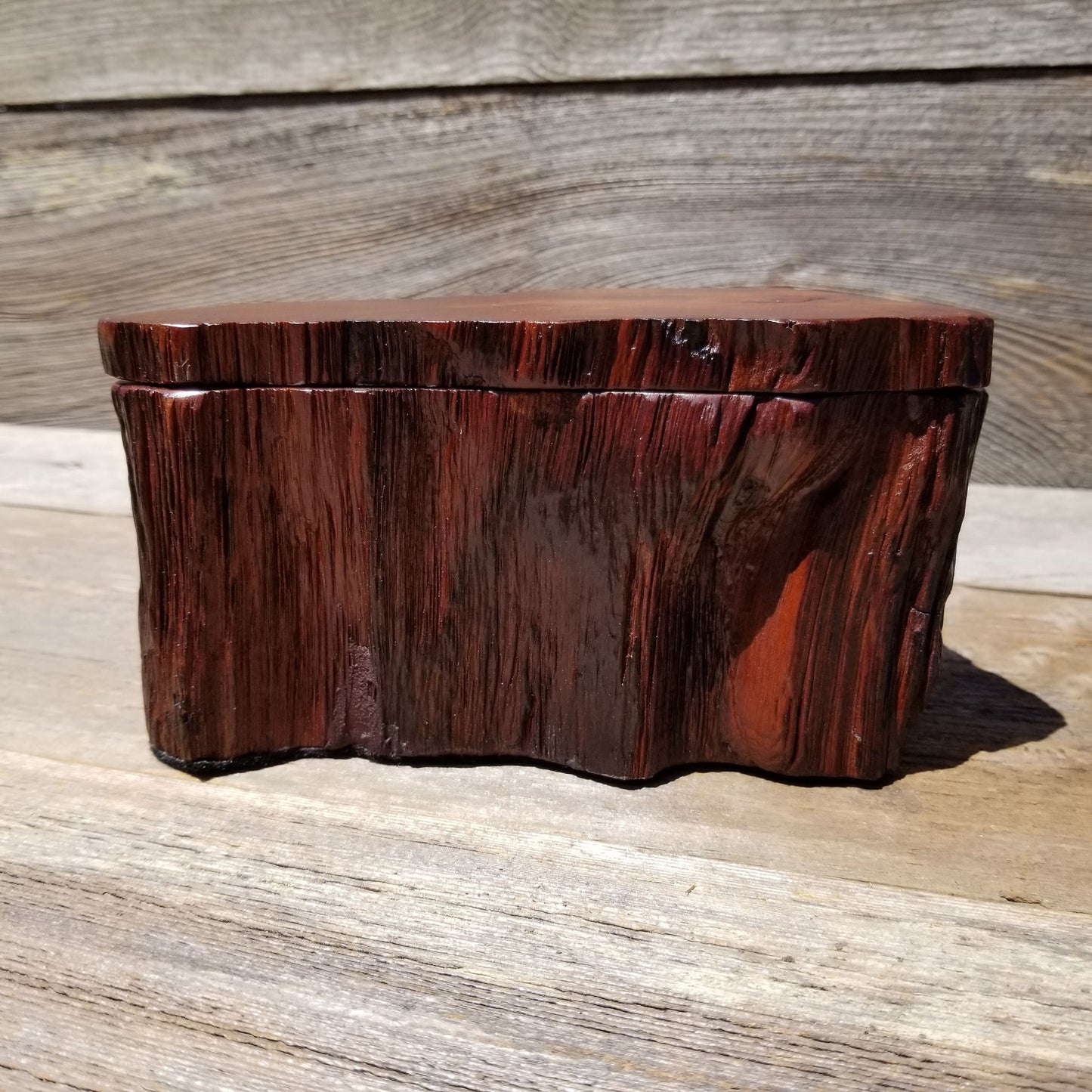 Handmade Wood Box with Redwood Rustic Handmade Jewelry Box #139