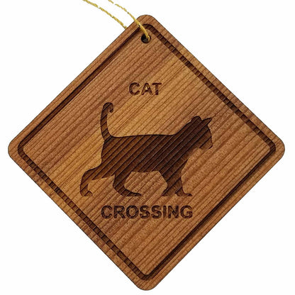 Wholesale Cat Crossing Ornament - Kitty Cat Ornament - Wood