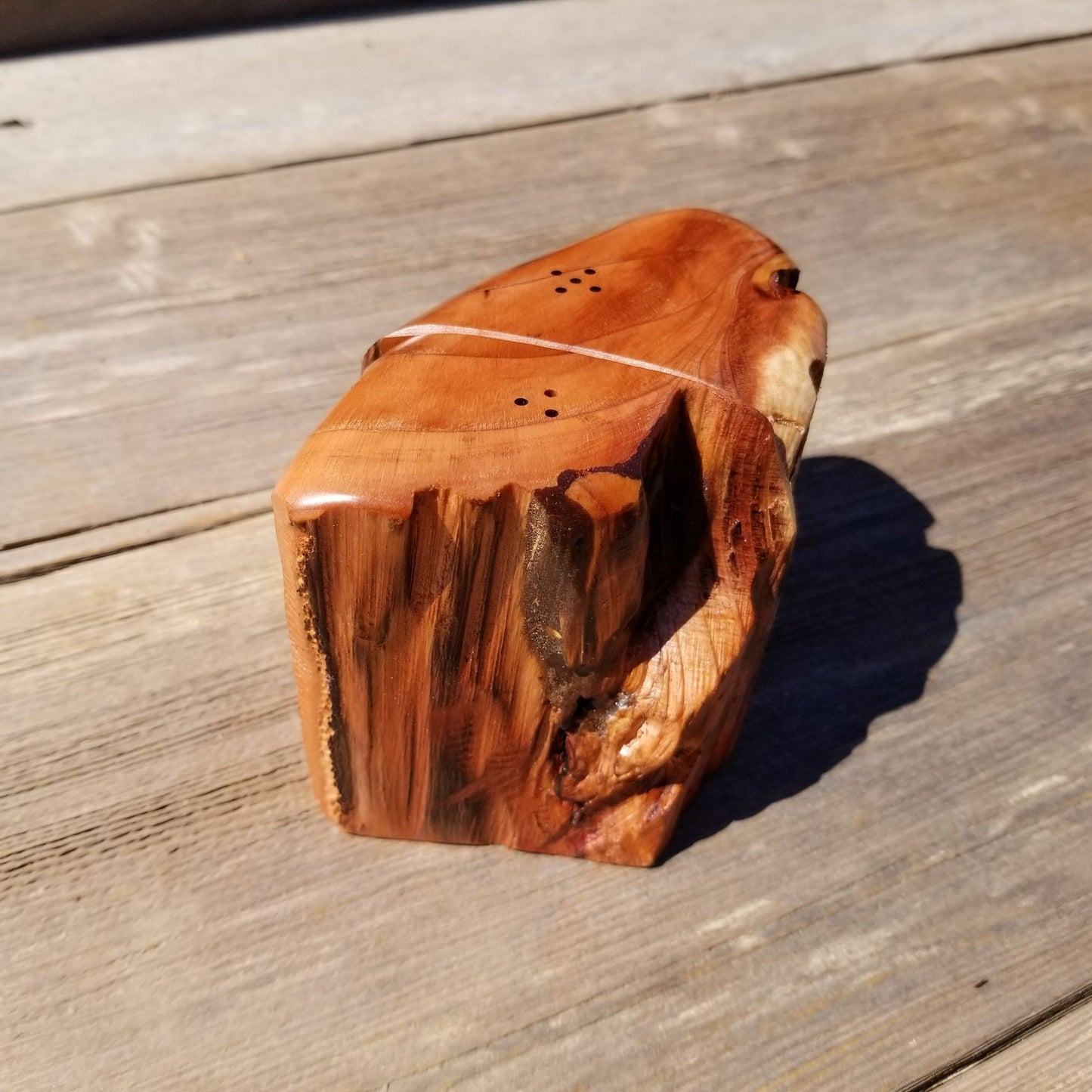 Redwood Salt and Pepper Shakers Set Souvenir California Handmade Rustic Unique Shape Handcrafted Wood Shakers Set #385