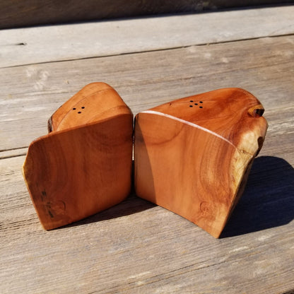 Redwood Salt and Pepper Shakers Set Souvenir California Handmade Rustic Unique Shape Handcrafted Wood Shakers Set #385