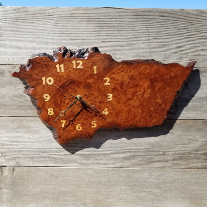 Redwood Clock Handmade Wall Hanging Rustic Wedding Gift Burl Live Edge #357 Mini Wall Clock - California Redwood - Anniversary Gift