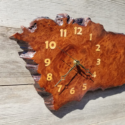 Redwood Clock Handmade Wall Hanging Rustic Wedding Gift Burl Live Edge #357 Mini Wall Clock - California Redwood - Anniversary Gift