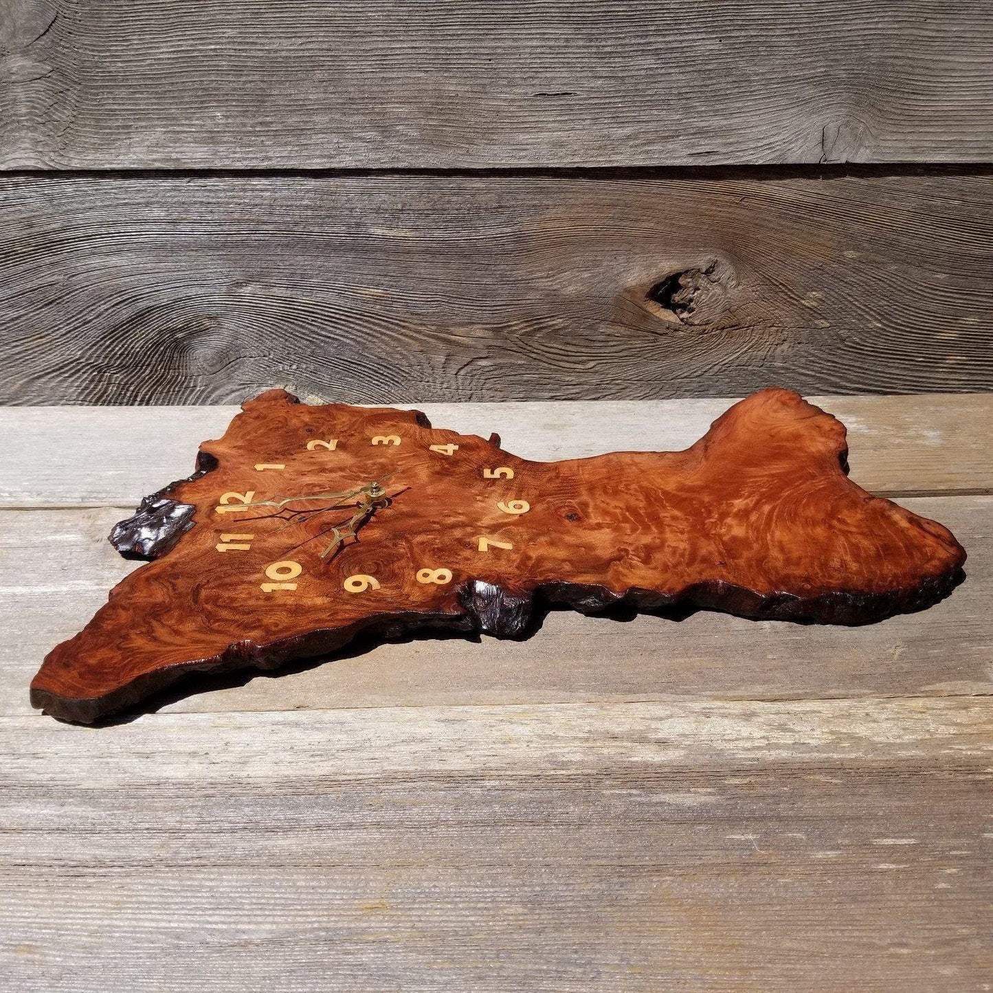 Wood Clock Wall Hanging Redwood Handmade Burl #178 Housewarming Gift Realtor Gift Redwood Burl Wall Clock Small